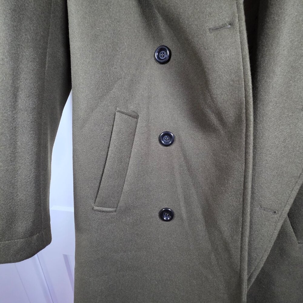 Women's Army Green Double Breasted Overcoat Size‎ M Military Style Lined PC1430 - Picture 6 of 12